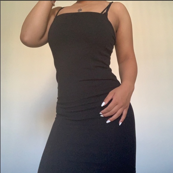 square neck little black dress